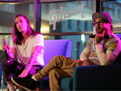 Brandon and José from Incubus at a Q&A at Gibson Showroom, Berlin
