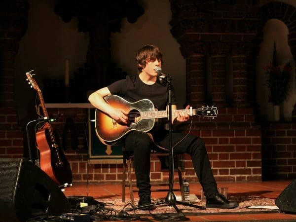 Songwriter Jake Bugg playing a concert in a church in Berlin, 2017